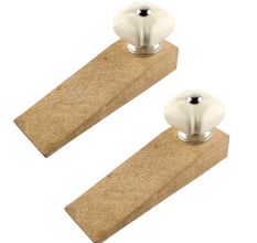 2 Pieces Solid Cream Square Ceramic Door Stopper
